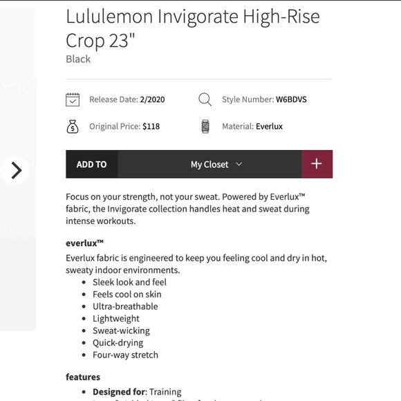 Lululemon Invigorate High-Rise Crop 23" Black, 8 - Picture 14 of 15